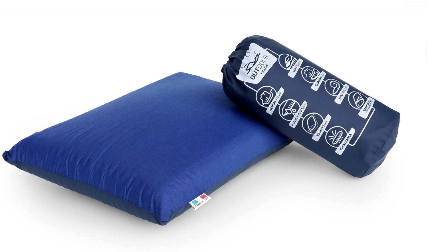 Dmora Kopfkissen Nepitella, Bettkissen, Ergonomisches Produkt, Schlafzimmerkissen, Made in Italy, 50x35 h13 cm, Blau Bild 1