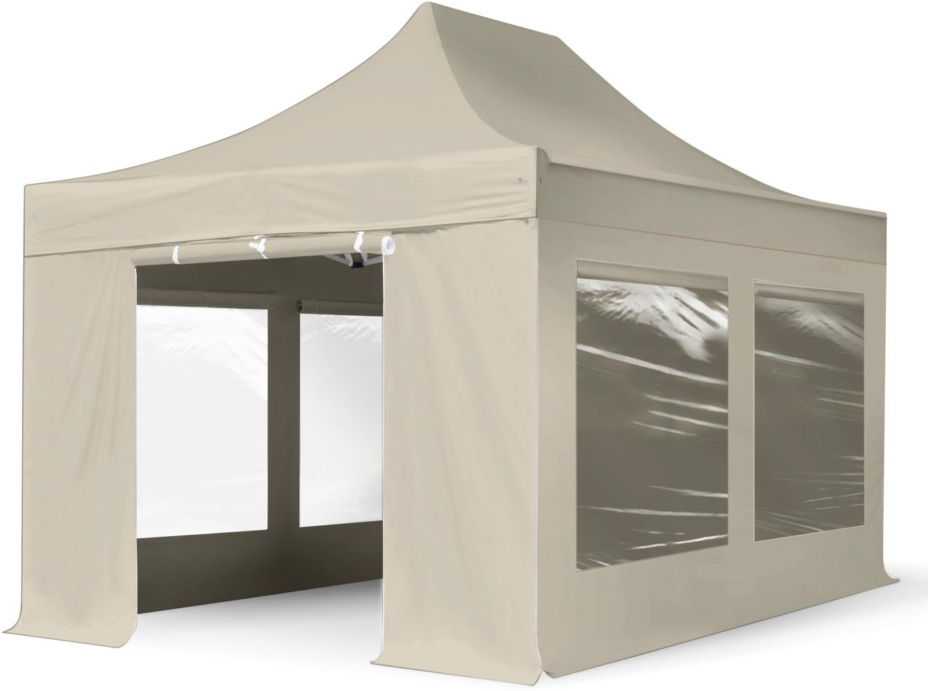 3x4,5 m Faltpavillon PROFESSIONAL Alu 40mm, Seitenteile mit Panoramafenstern, creme Bild 1