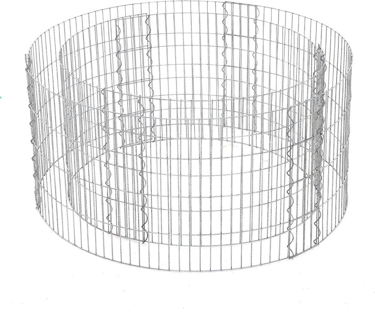 Gabione, rund, 90 x 40 cm (Ø x H)， Gabionenkorb, Steinkorb aus Metall, 2,5 x 10 cm engmaschiges Gitter, Drahtzaun aus verzinktem Stahl, rostfrei,, silbern GGB479 Bild 1