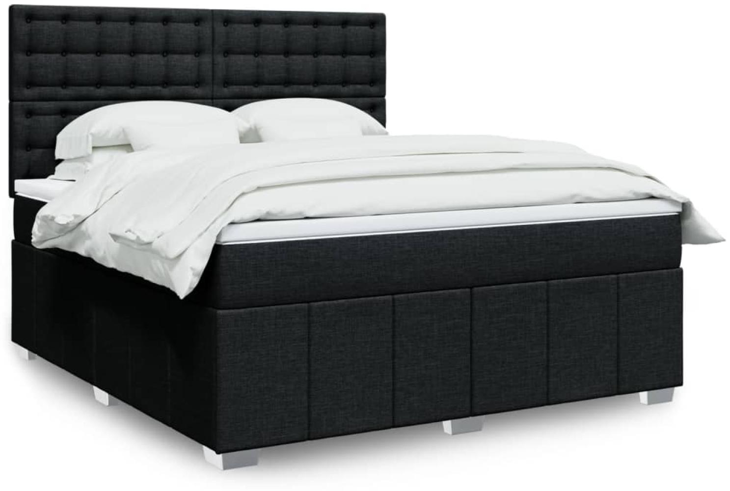 vidaXL Boxspringbett mit Matratze Schwarz 180x200 cm Stoff 3294063 Bild 1