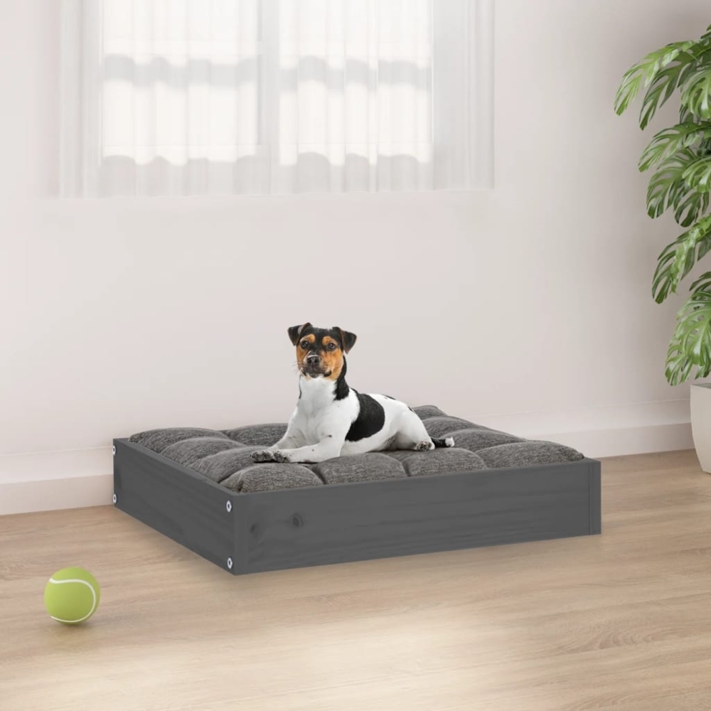 vidaXL Hundebett Grau 51,5x44x9 cm Massivholz Kiefer 820848 Bild 1