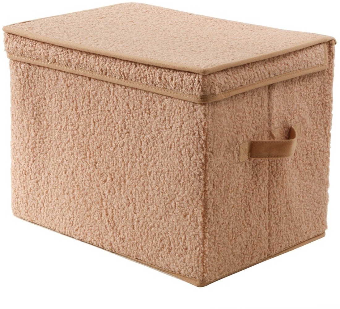 Calicosy Hohe Aufbewahrungsbox mit Deckel aus Bouclé-Stoff in Beige - H30 cm - Beige Bild 1