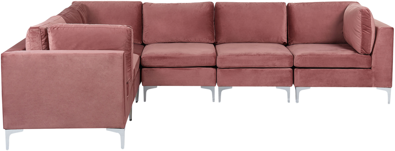 Ecksofa EVJA Samtstoff Rosa Rechtsseitig Bild 1