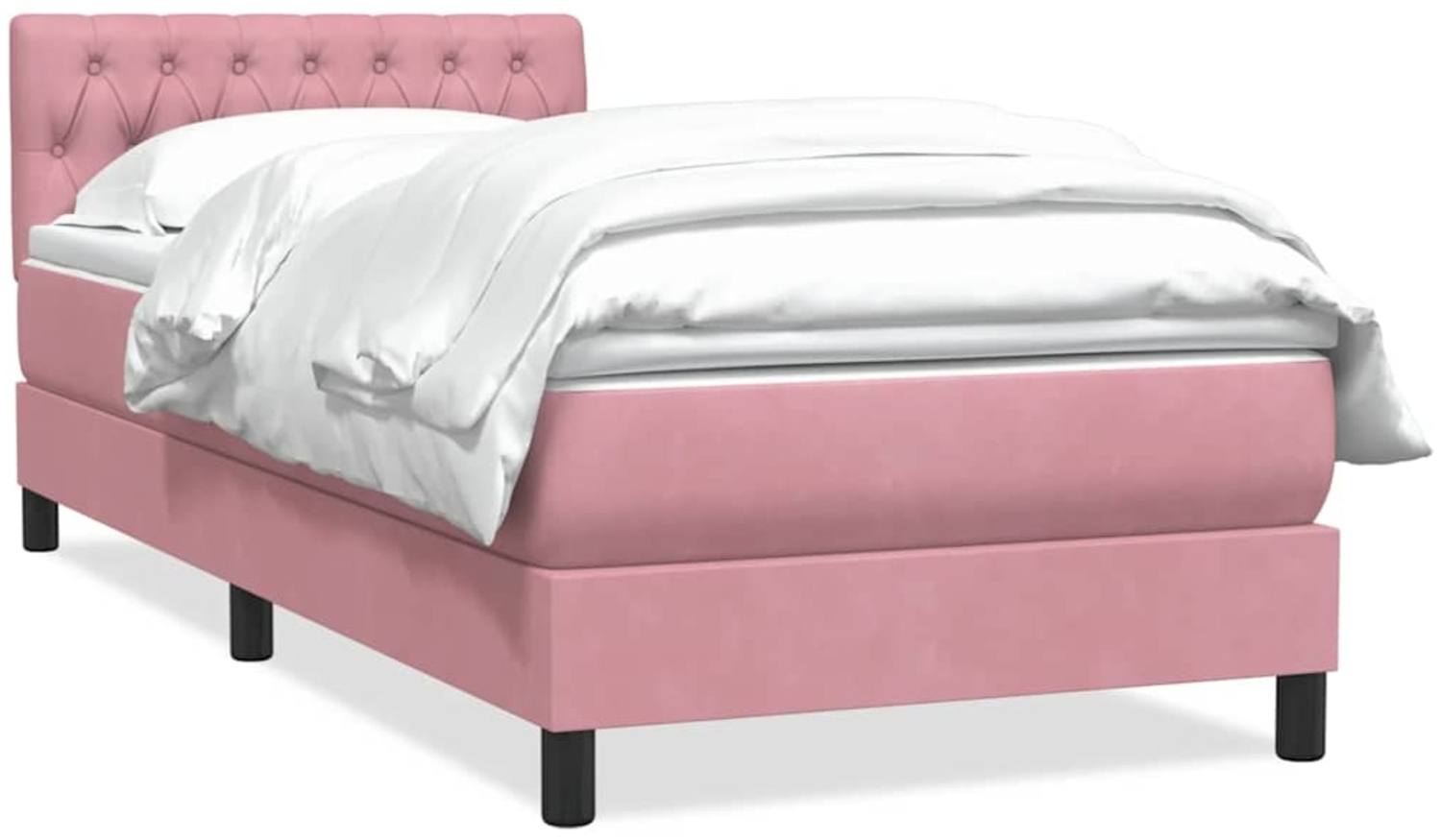 vidaXL Boxspringbett mit Matratze Rosa 100x220 cm Samt 3316538 Bild 1