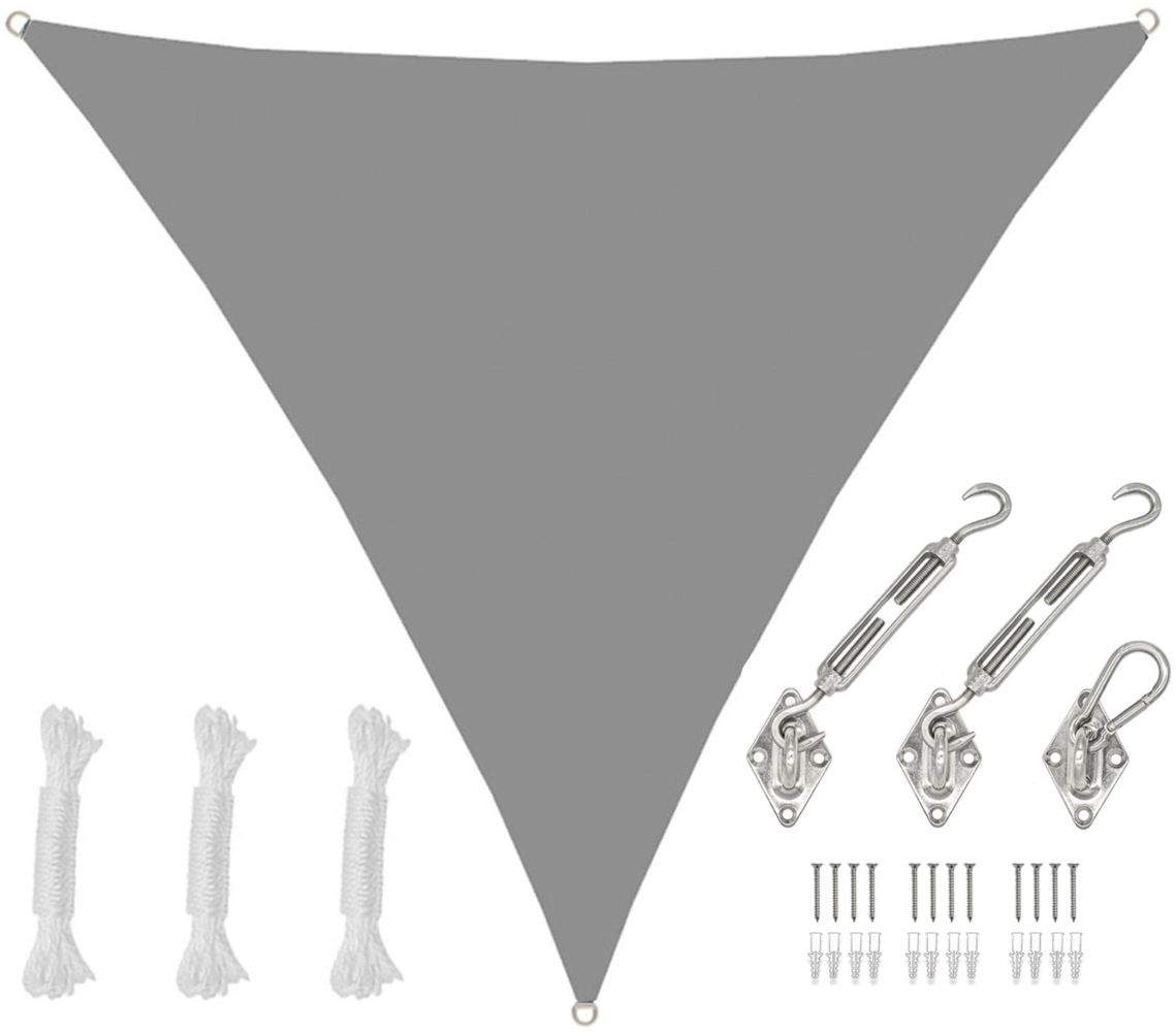 2x2x2m Sonnensegel Wasserdicht mit Befestigung Grau Bild 1