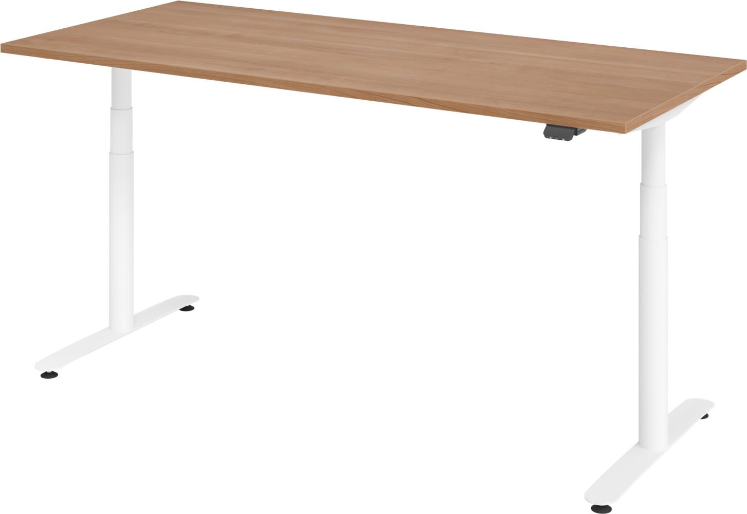 bümö® smarter Schreibtisch Serie-XDLR elektrisch höhenverstellbar mit App-Steuerung 180 x 80 cm in Nussbaum / Weiß Bild 1