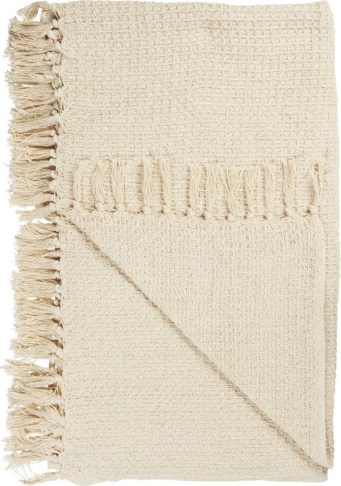 Ib Laursen - Decke Plaid Kuscheldecke Wohndecke Waffelmuster Creme 65032-01 Bild 1