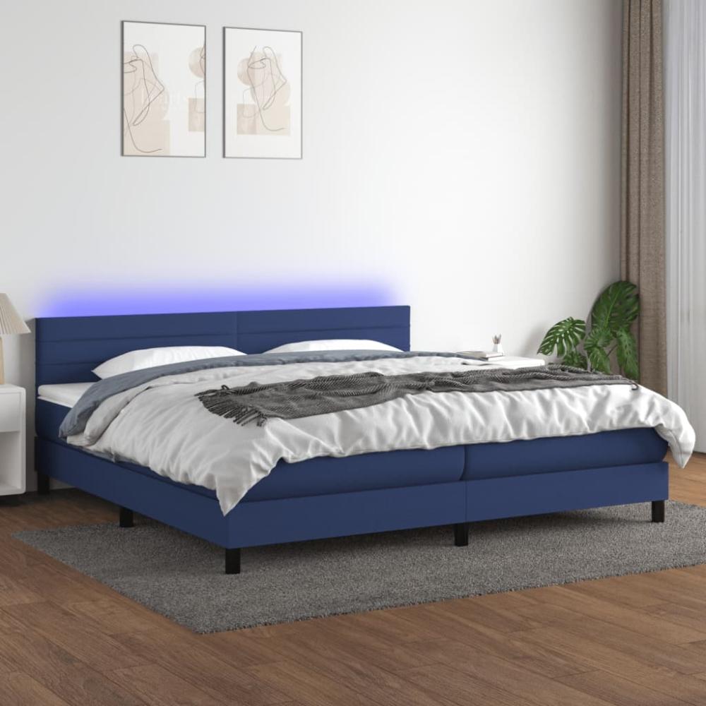 vidaXL Polsterbett mit Matratze und LED-Beleuchtung Blau 200 x 200 cm Bild 1