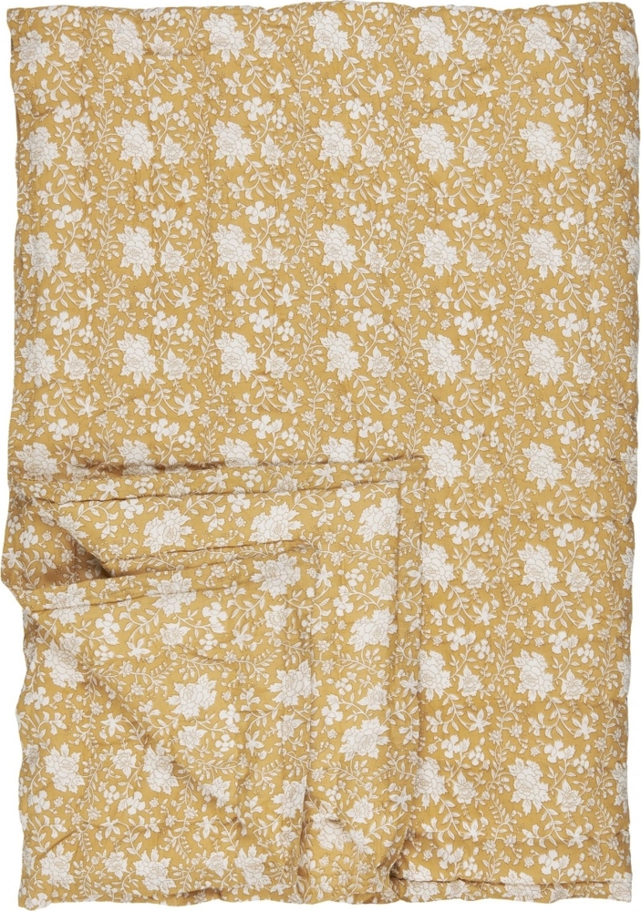 Ib Laursen - Decke Quilt Tagesdecke Überwurf 170x130cm Senf Weiß Blumen 19205-03 Bild 1