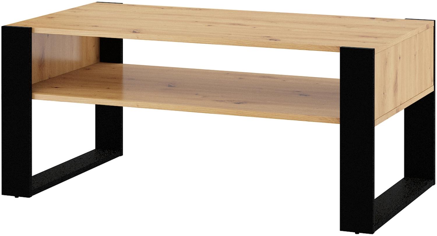 Domando Couchtisch Carrara M1 Modern Breite 110cm, Kufenoptik, schicker Kontrast in Artisan Eiche und Schwarz Matt Bild 1