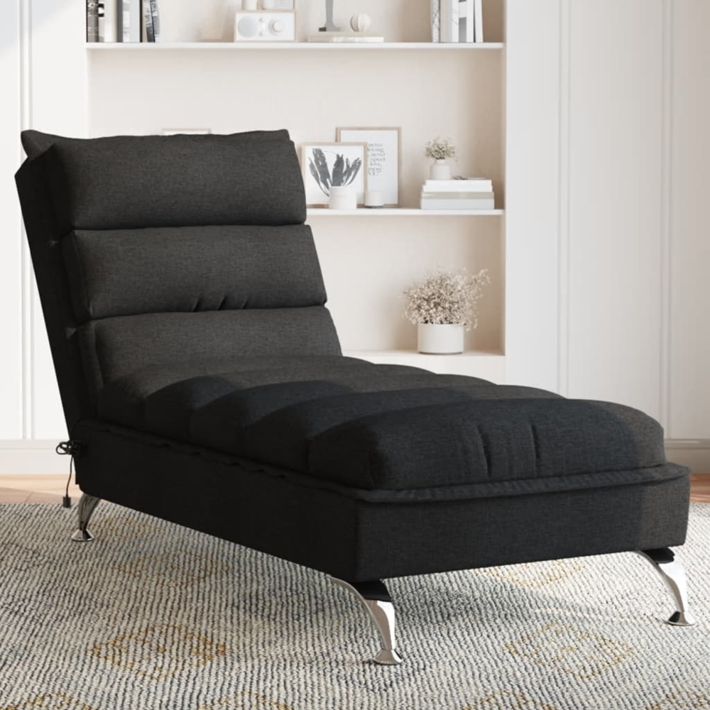 vidaXL Massage-Chaiselongue mit Kissen Schwarz Stoff 379477 Bild 1