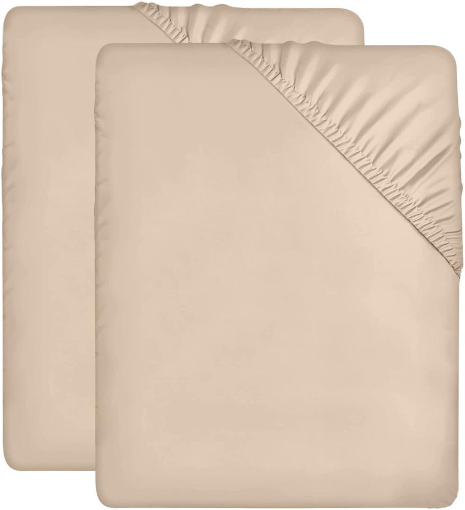 Utopia Bedding - 2er Set Spannbettlaken 180x200cm - Beige - Gebürstete Mikrofaser Spannbetttuch - 35 cm Tiefe Tasche Bild 1