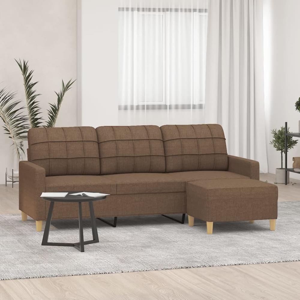 vidaXL 3-Sitzer-Sofa mit Hocker Braun 180 cm Stoff 3201004 Bild 1