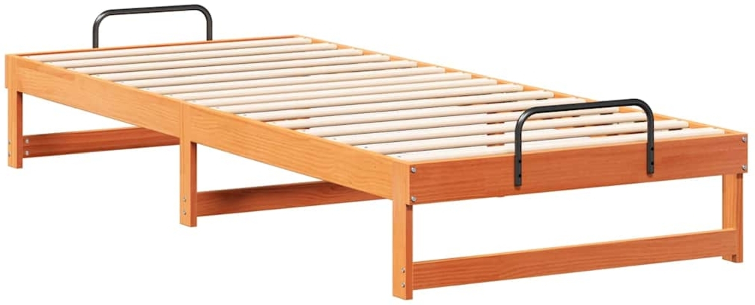 vidaXL Bettrahmen Braun 90 x 220 cm Massives Kiefernholz 873171 Bild 1
