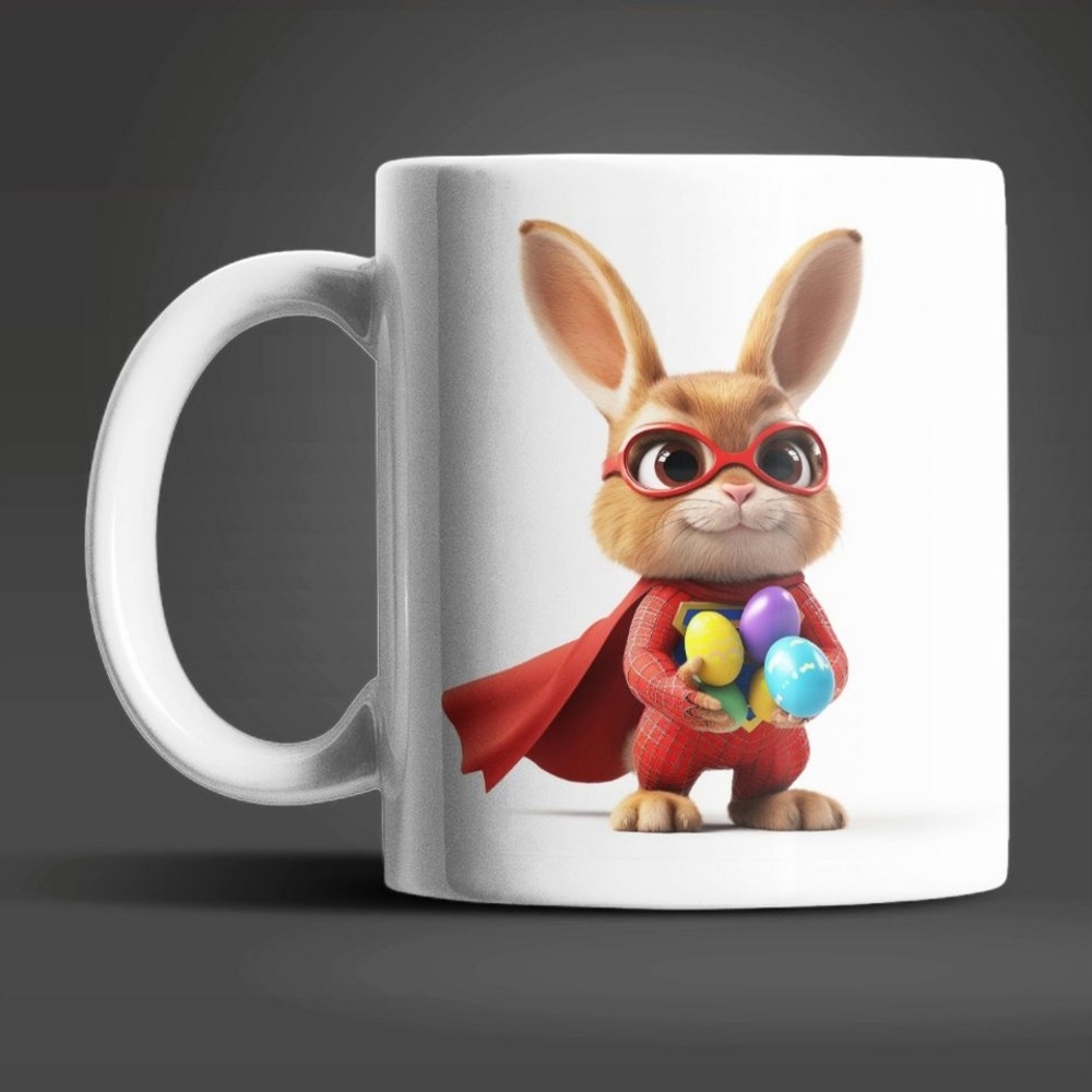 WS-Trend Tasse Osterhase Superheld Ostereier Ostern Kaffeetasse Teetasse Geschenkidee, Keramik Bild 1
