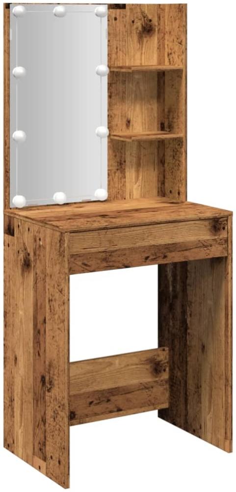 vidaXL Schminktisch mit LED-Leuchten Altholz-Optik 60 x 40 x 140 cm Bild 1