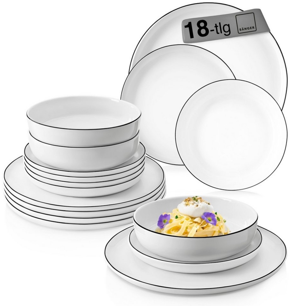 SÄNGER Porzellan Geschirrset Marlo Black Rim 18-teilig für 6 Personen Bild 1