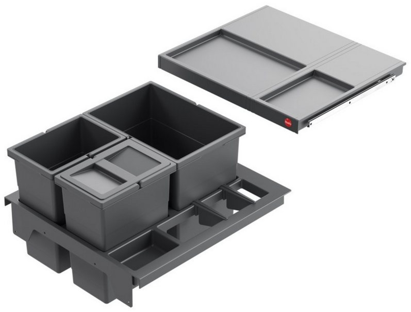 HAILO SEPARATO K 500 18/8/8/D Abfallsorter 3620521 dunkelgrau mit 34 Liter Abfallvolumen für 50 cm Schrankbreite Bild 1
