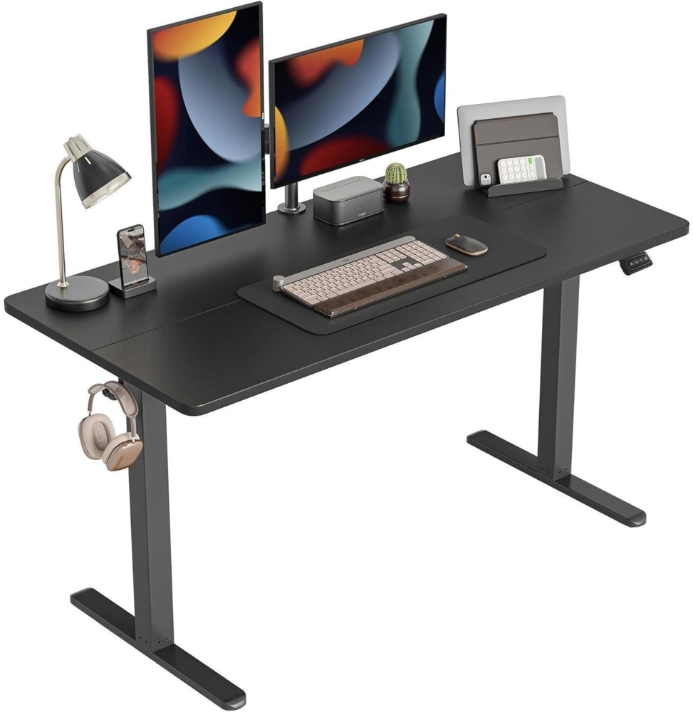 Elektrischer Schreibtisch Höhenverstellbar 152x60 cm T-Beine Stahl Memory Bild 1