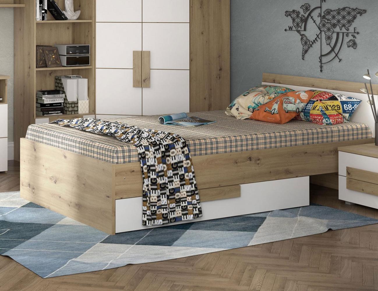 Bett Futonbett Bettgestell 120x200cm Eiche Artisan weiß Bild 1