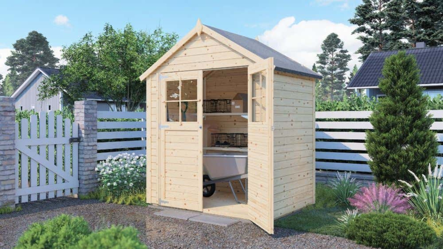 Alpholz Gerätehaus Osterbek Gerätehaus aus Holz Geräteschrank mit 19 mm Wandstärke Gartenhaus mit Montagematerial Bild 1