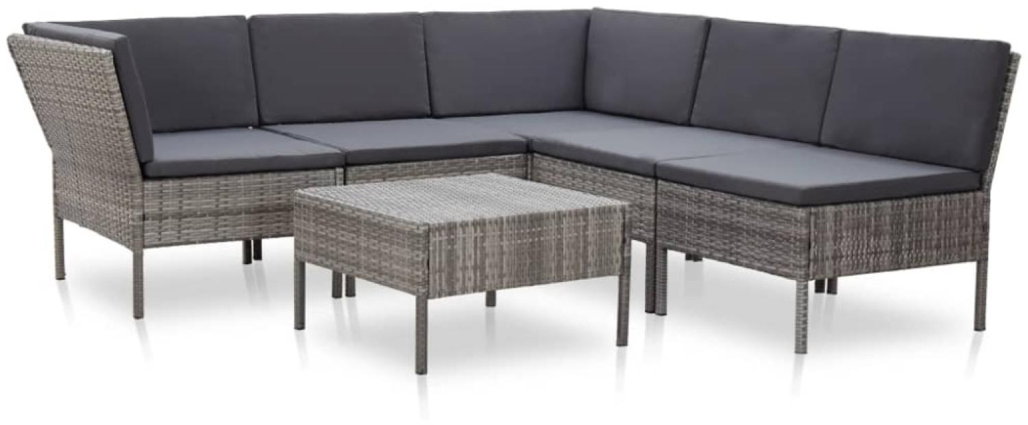 vidaXL 6-tlg. Garten-Lounge-Set mit Auflagen Poly Rattan Grau 48950 Bild 1