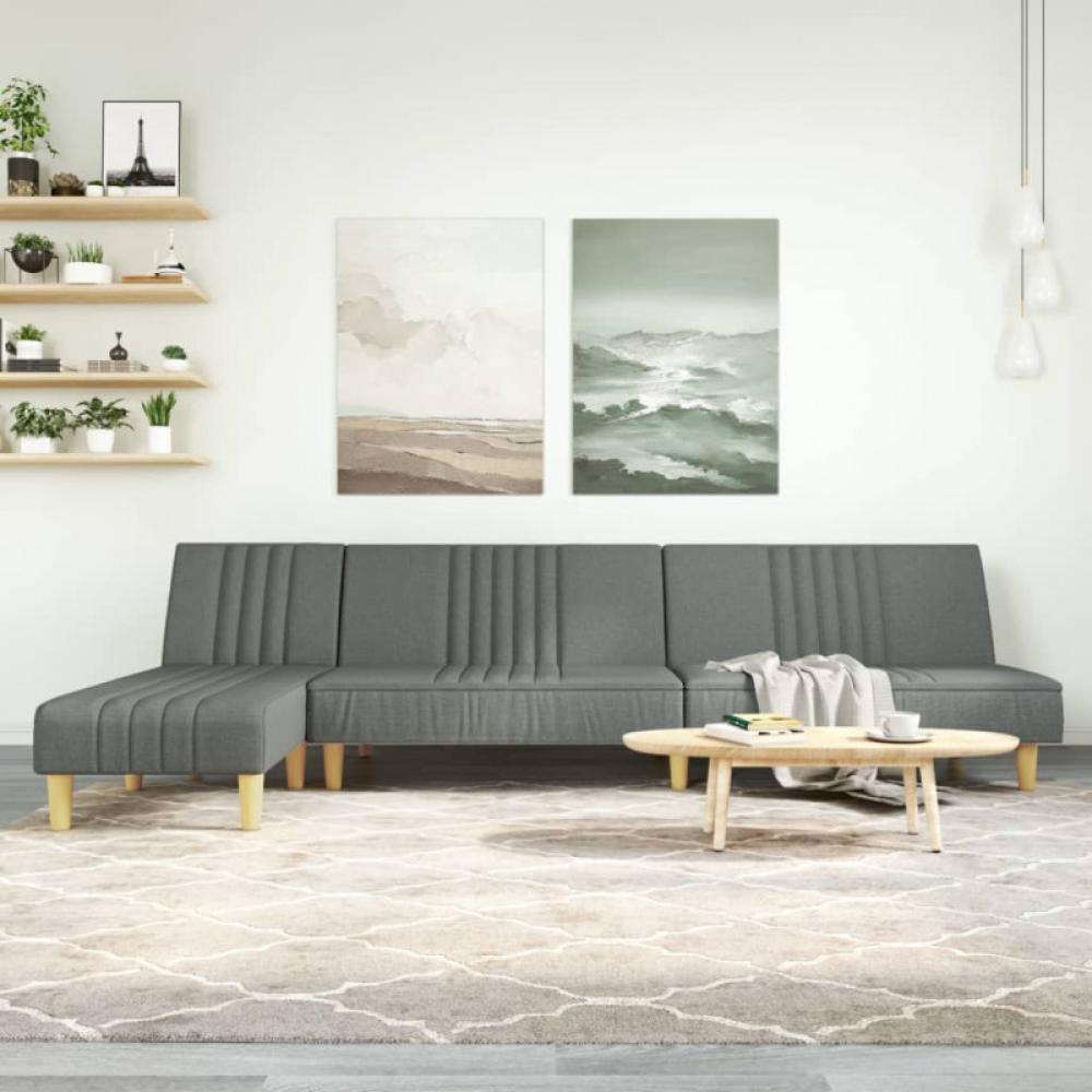 Schlafsofa in L-Form Dunkelgrau 255 x 140 x 70 cm Stoff Bild 1