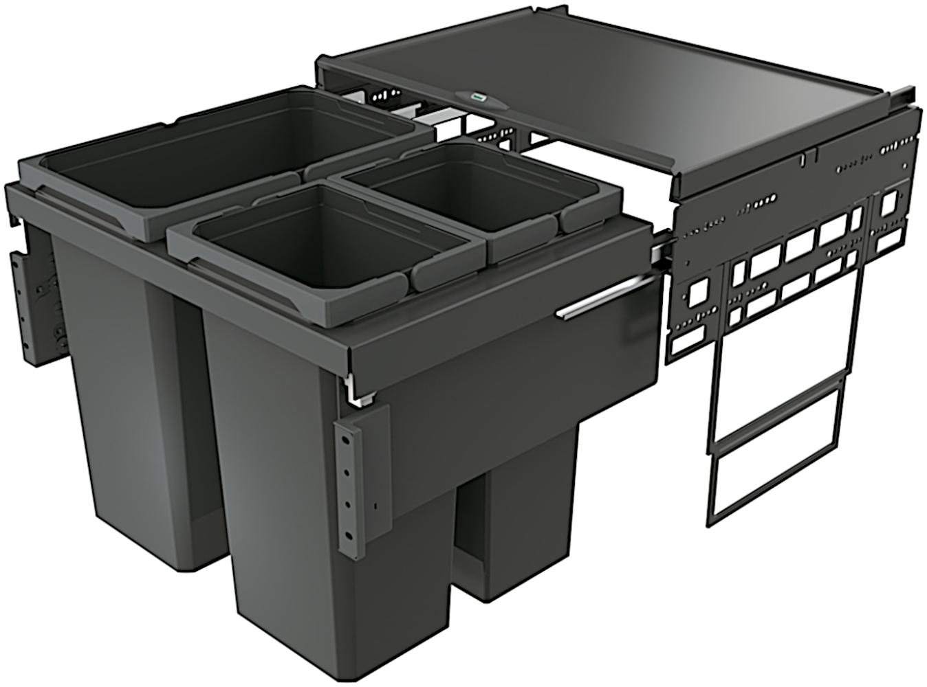 NABER COX® BASE 460 S/600-3 Abfallsorter in ANTHRAZIT mit 53 (1 x 28/2 x 12,5) Liter Volumen / ab 60 cm Bild 1