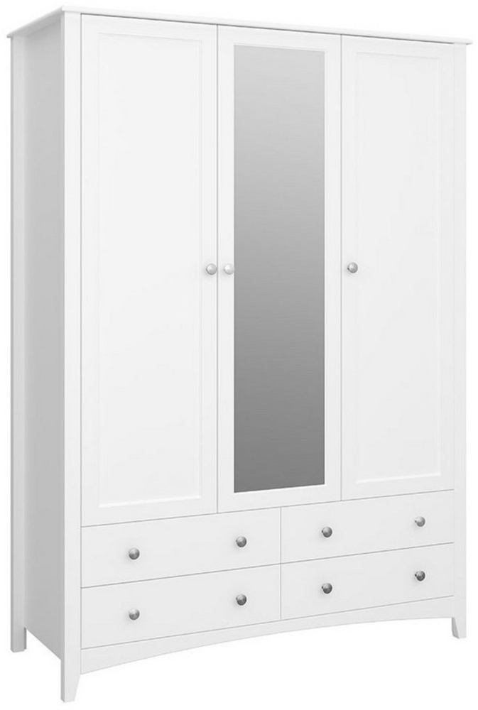 ebuy24 Kleiderschrank Mulon Kleiderschrank 3 Türen 4 Schubladen weiß rei Bild 1