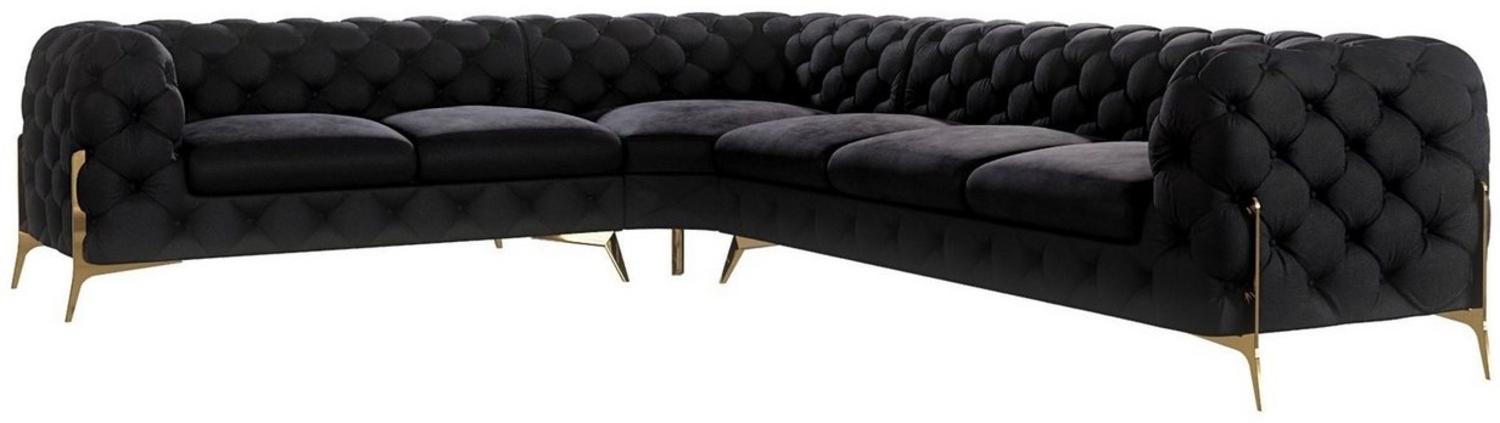 S-Style Möbel Ecksofa Chesterfield Ashley mit Goldene Metall Füßen, Die Eckeinheit kann entweder rechts- oder linkshändig sein, mit Wellenfederung Bild 1