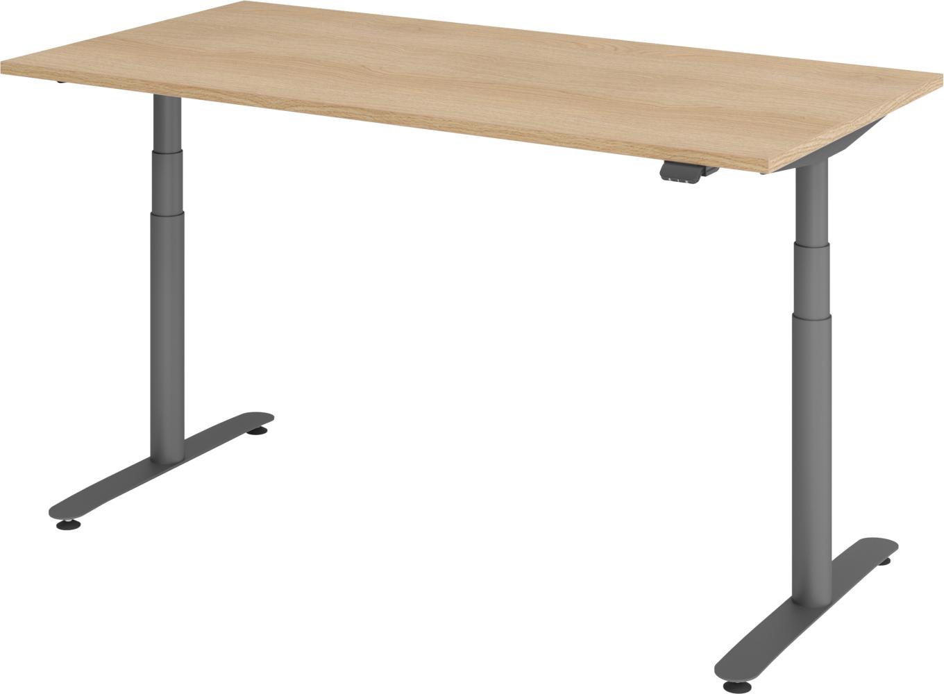 bümö® smarter Schreibtisch Serie-XDLR elektrisch höhenverstellbar mit App-Steuerung 160 x 80 cm in Eiche / Graphit Bild 1