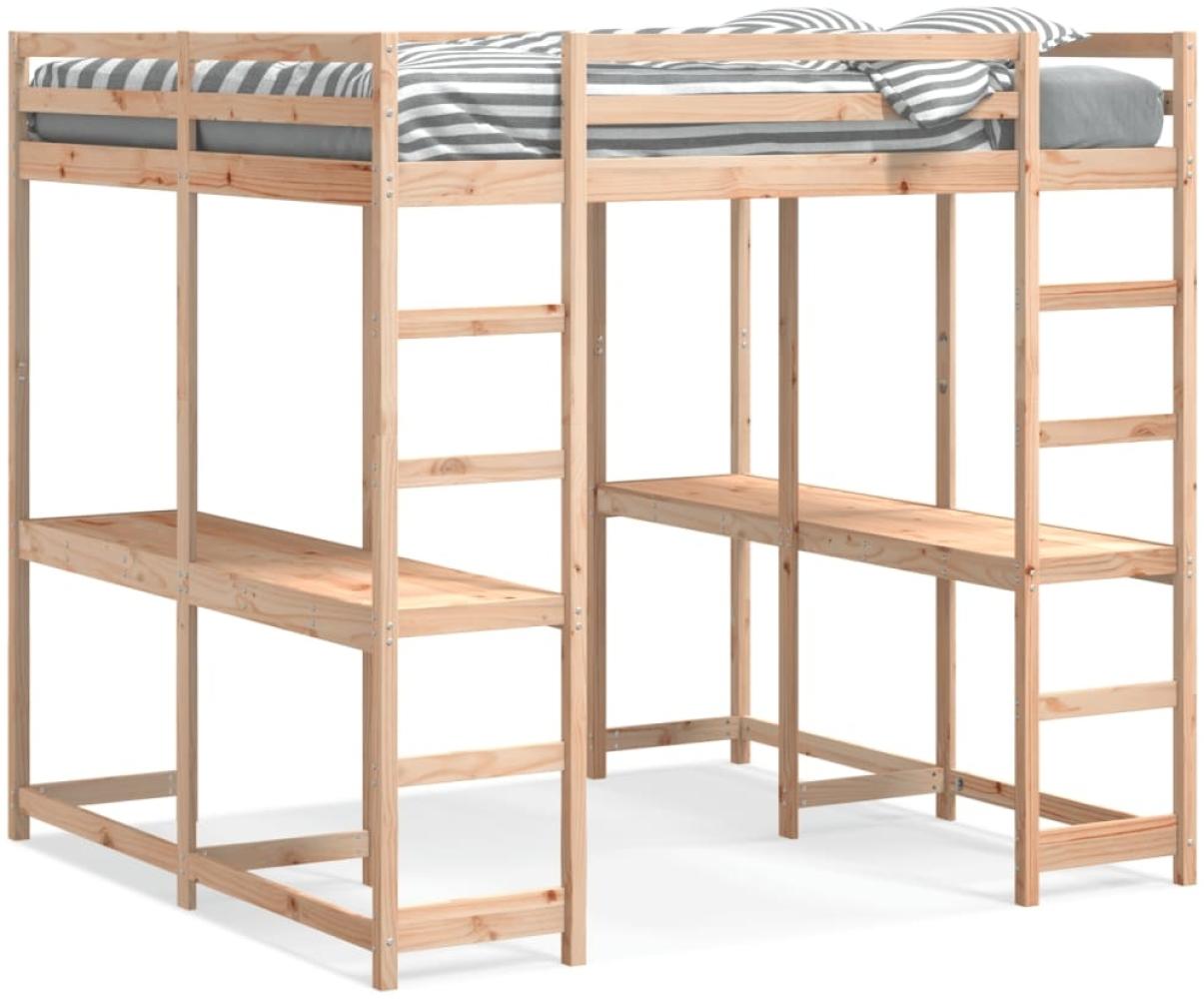 vidaXL Hochbett mit Schreibtisch & Leiter 140x200 cm Massivholz Kiefer 3284236 Bild 1