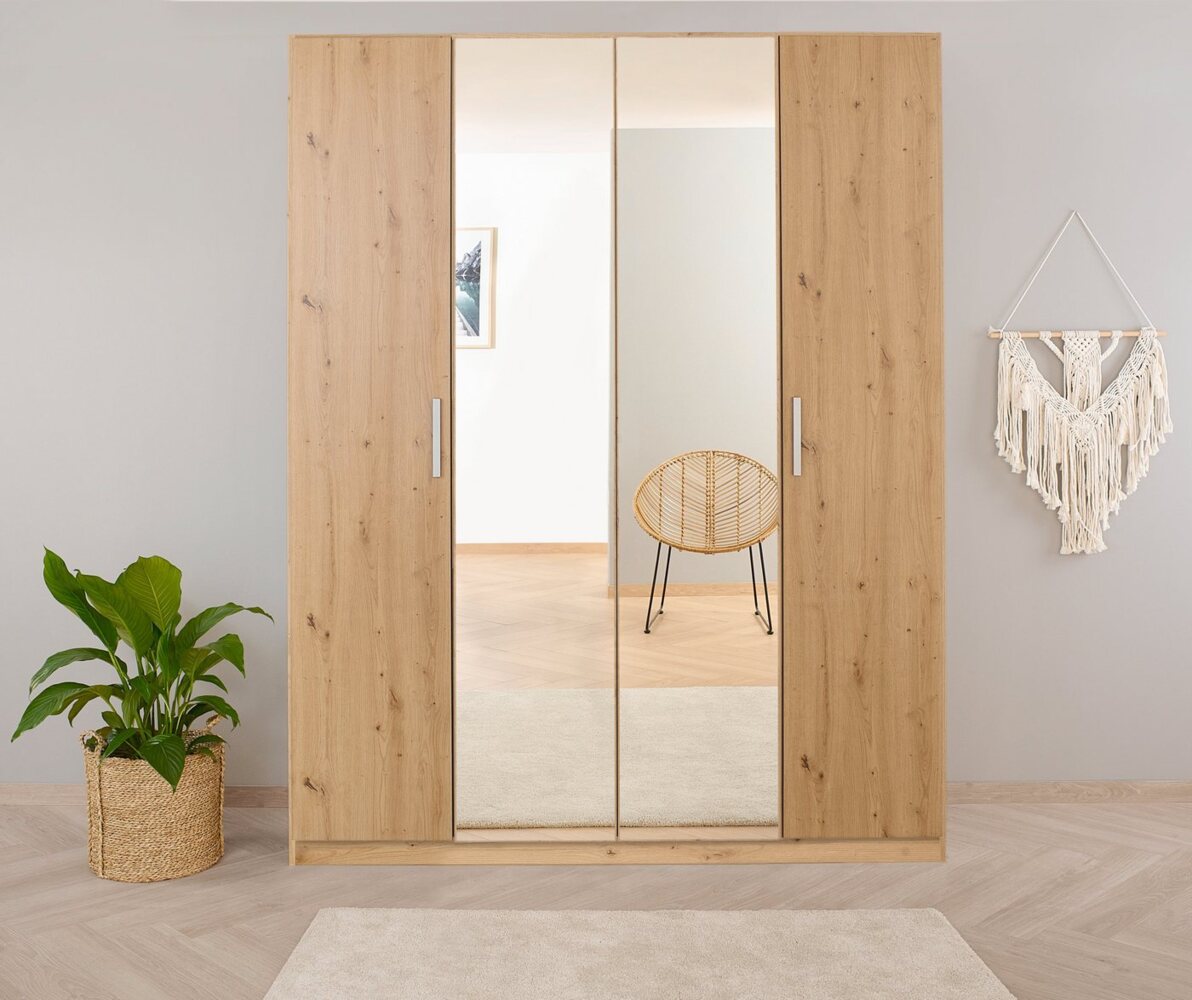 rauch Drehtürenschrank Kleiderschrank Schrank Garderobe Ankleide KOLUNA mit Dekor-Front (Breiten 181/226/271/315 cm Höhen 210/229 cm) mit Spiegel, inkl. 2 Innenschubladen sowie extra Böden Bild 1