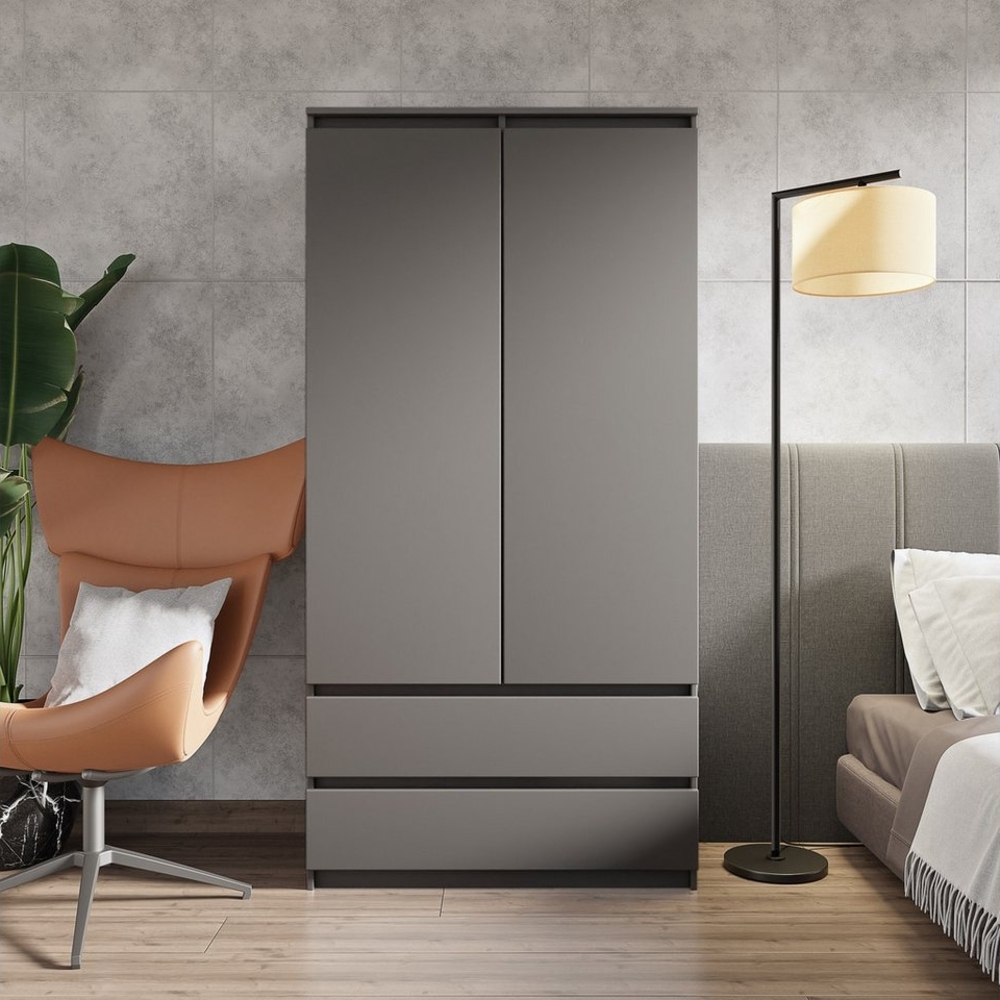 Furnica Kleiderschrank Garderobenschrank, 2 Türen und 2 Schubladen H180 x B90 x T50cm Bild 1