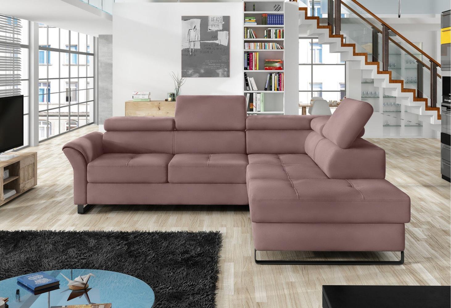 Stylefy Aventine Ecksofa Strukturstoff Rosa Rechts Bild 1