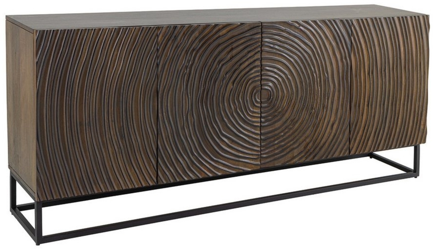 riess-ambiente Sideboard ZEN CIRCLES 180cm dunkelbraun / schwarz (Einzelartikel, 1 St), Mango-Massivholz · Metall · Kommode · 3D-Front · Modern Design Bild 1