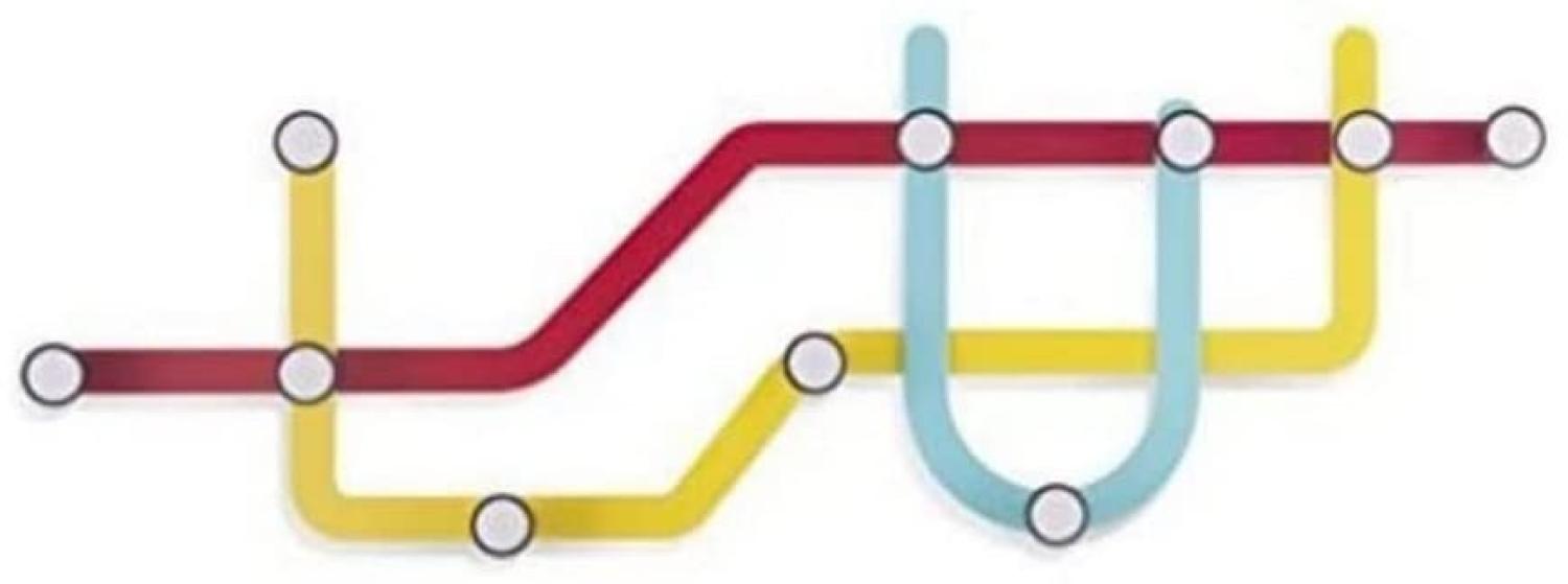 Umbra Subway Garderobenleiste - Wandgarderobe in Form einer U-Bahn Karte mit 10 Haken für Schals, Jacken und Mehr, Bunt, 57 x 4 x 20 cm Bild 1