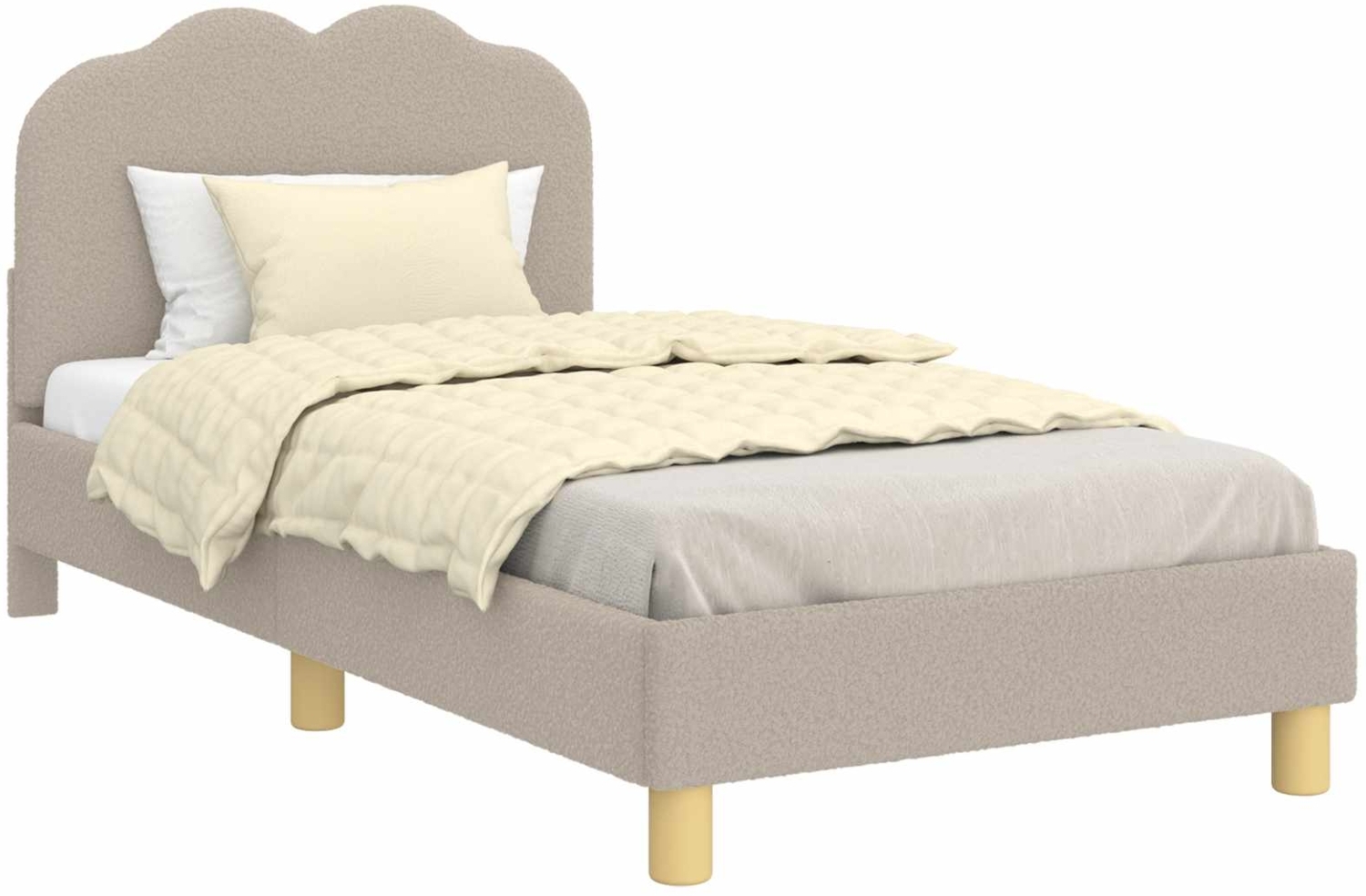 vidaXL Kinderbettgestell mit Kopfteil Hellgrau 80x160 cm Schafstoff 42010969 Bild 1