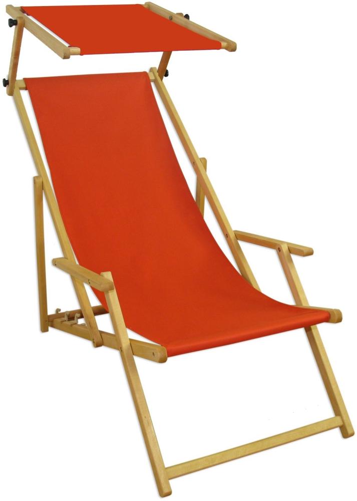 Holz-Liegestuhl Strandliege mit viel Zubehör nach Wahl, Stofffarbe terracotta V-10-309N Bild 1