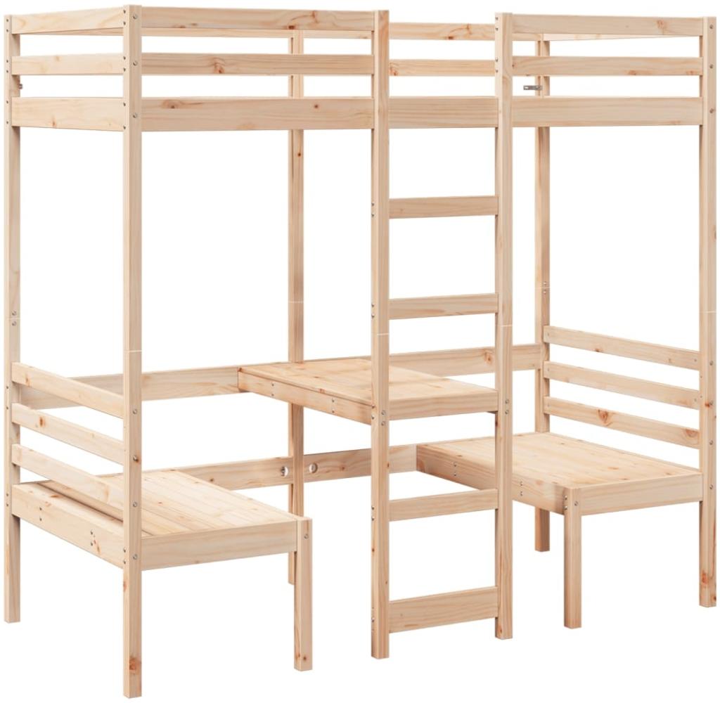 vidaXL Hochbett mit Schreibtisch & Stühlen 75x190 cm Massivholz Kiefer 3308562 Bild 1