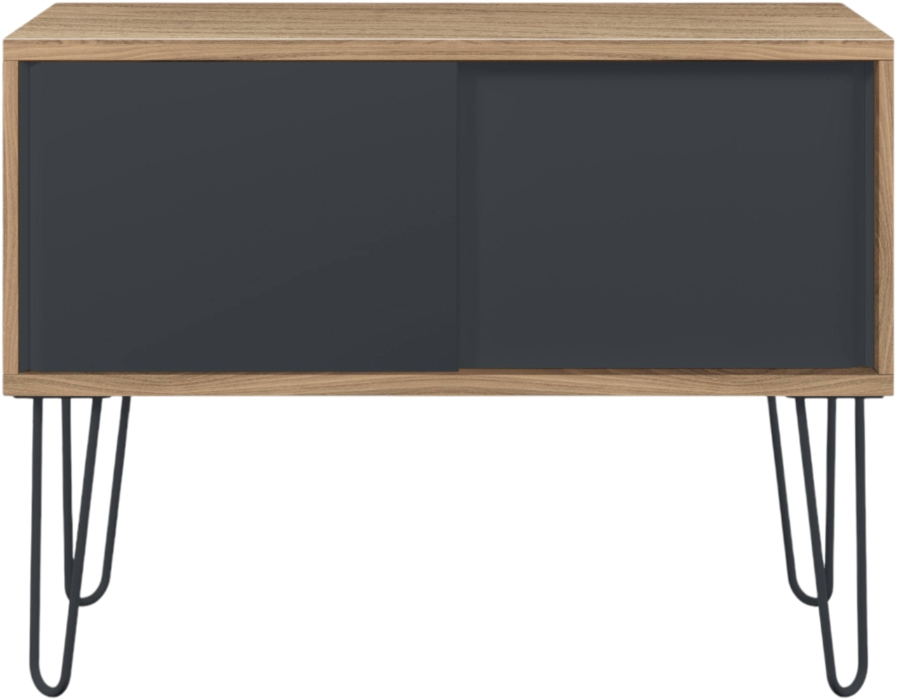 Bisley MultiRange Sideboard in Nussbaum-Anthrazit - Büroschrank mit Schiebetüren 100cm breit, Retro-Design Kommode aus Holz & Metall, Schrank für Ordner, Bücher & Büro-Material, MS1007H-NW-634 Bild 1