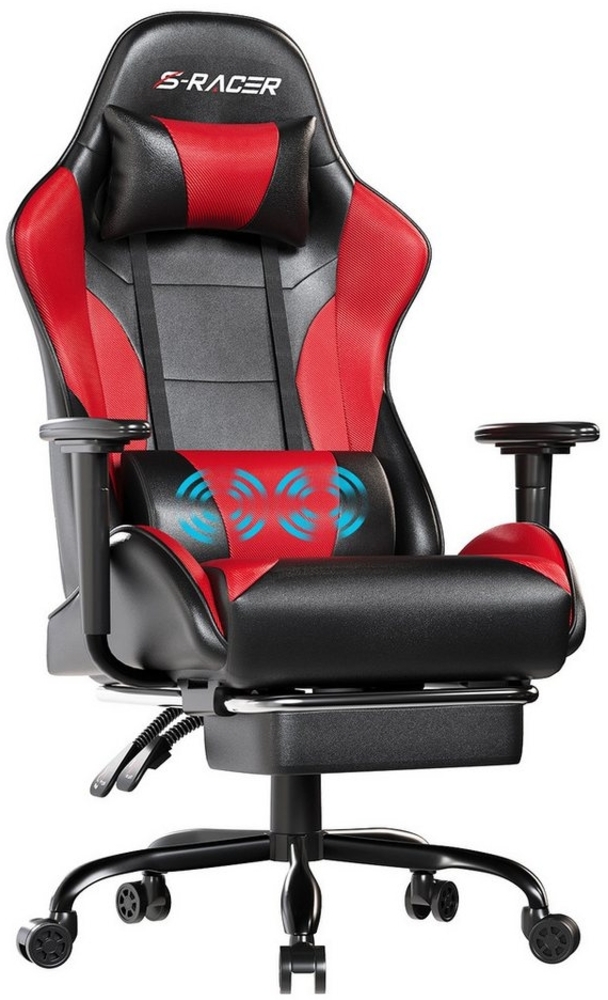 HOMALL Gaming-Stuhl Bürostuhl mit Massagefunktion, Fußstütze, ergonomischer Gaming Stuhl Bild 1