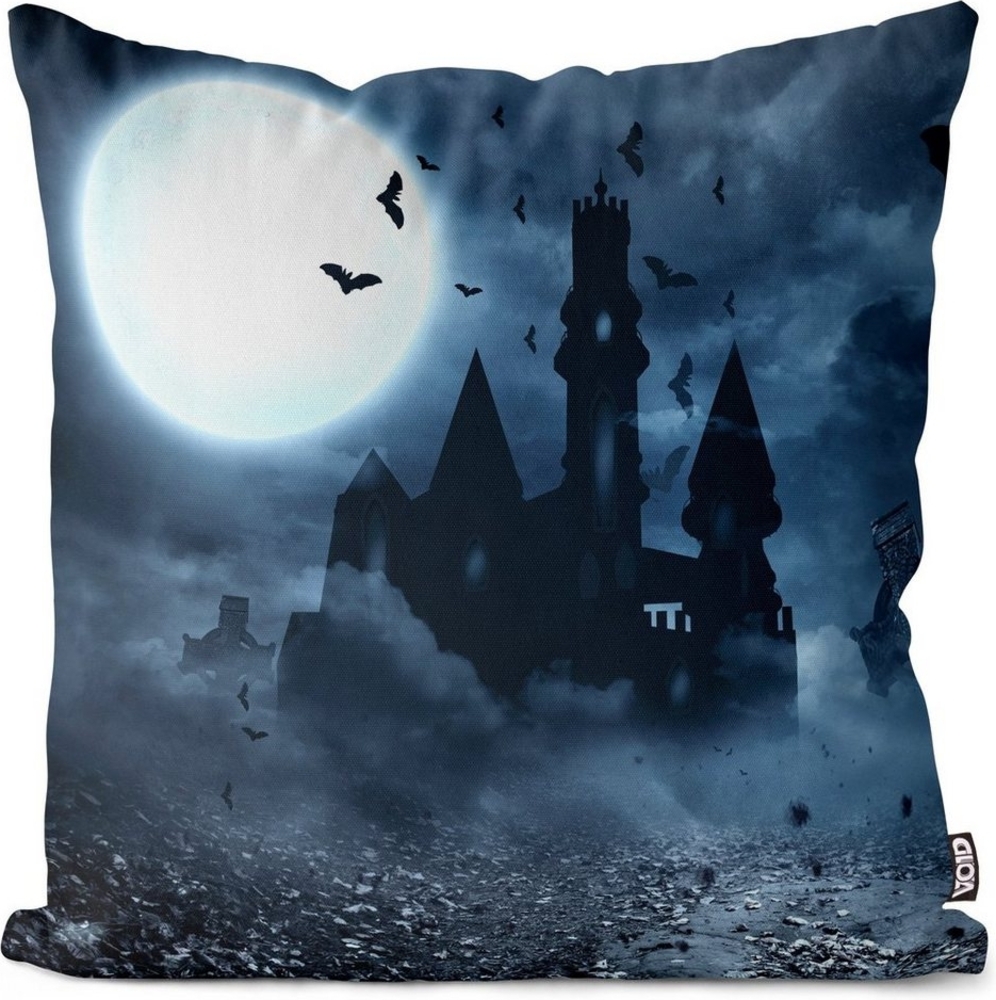 VOID Kissenbezug, (1 Stück), Sofa-Kissen Dracula Vampir Schloss Mond Transsilvanien Fürst Fledermaus Walachei Grusel Fantasy Geschichten Halloween Fasching Geist Anime Bild 1