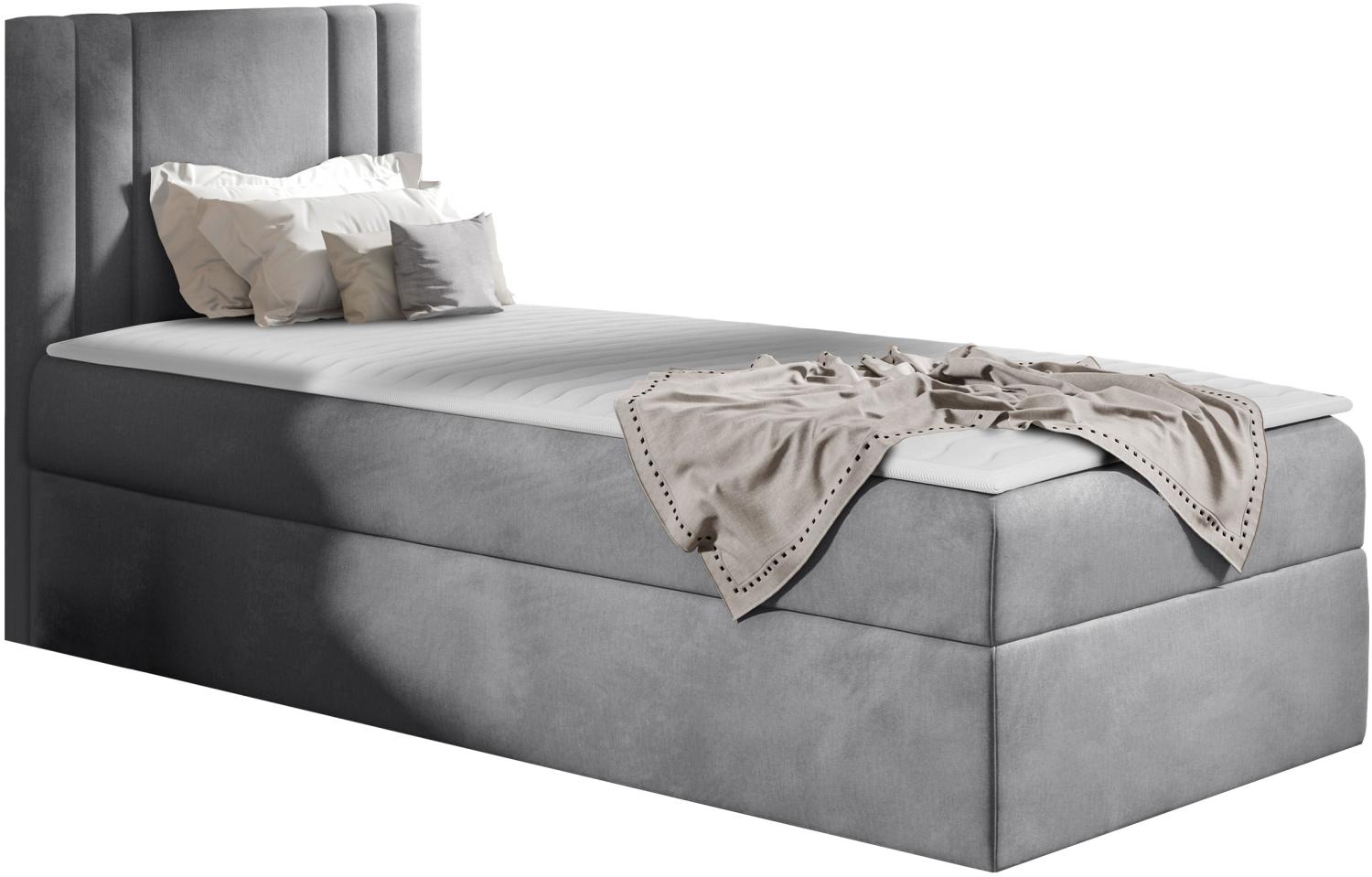 Boxspringbett 'Harlon Mini' rechts,  grau 90 x 200 cm Bild 1