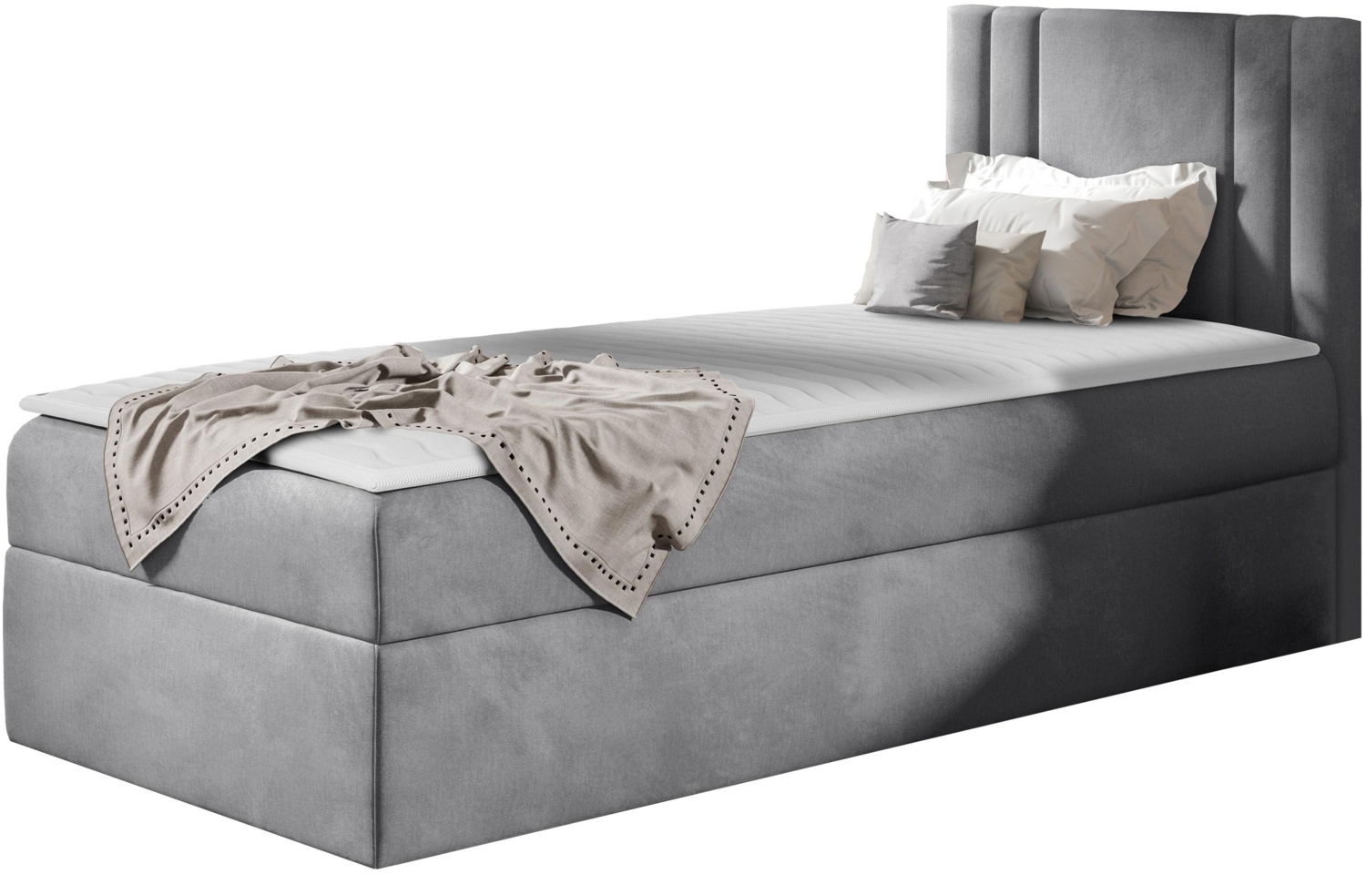 Boxspringbett 'Harlon Mini' rechts,  grau 90 x 200 cm Bild 1