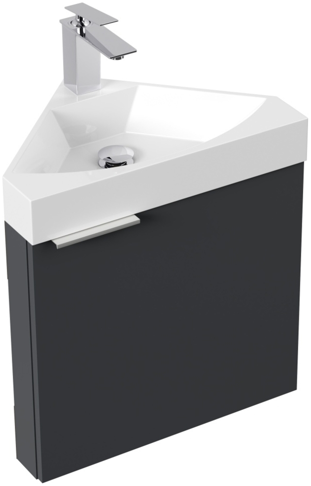 Gäste WC Eckbadmöbel Diamant Slimline Gästebad SoftClose grafit : Grafit Bild 1