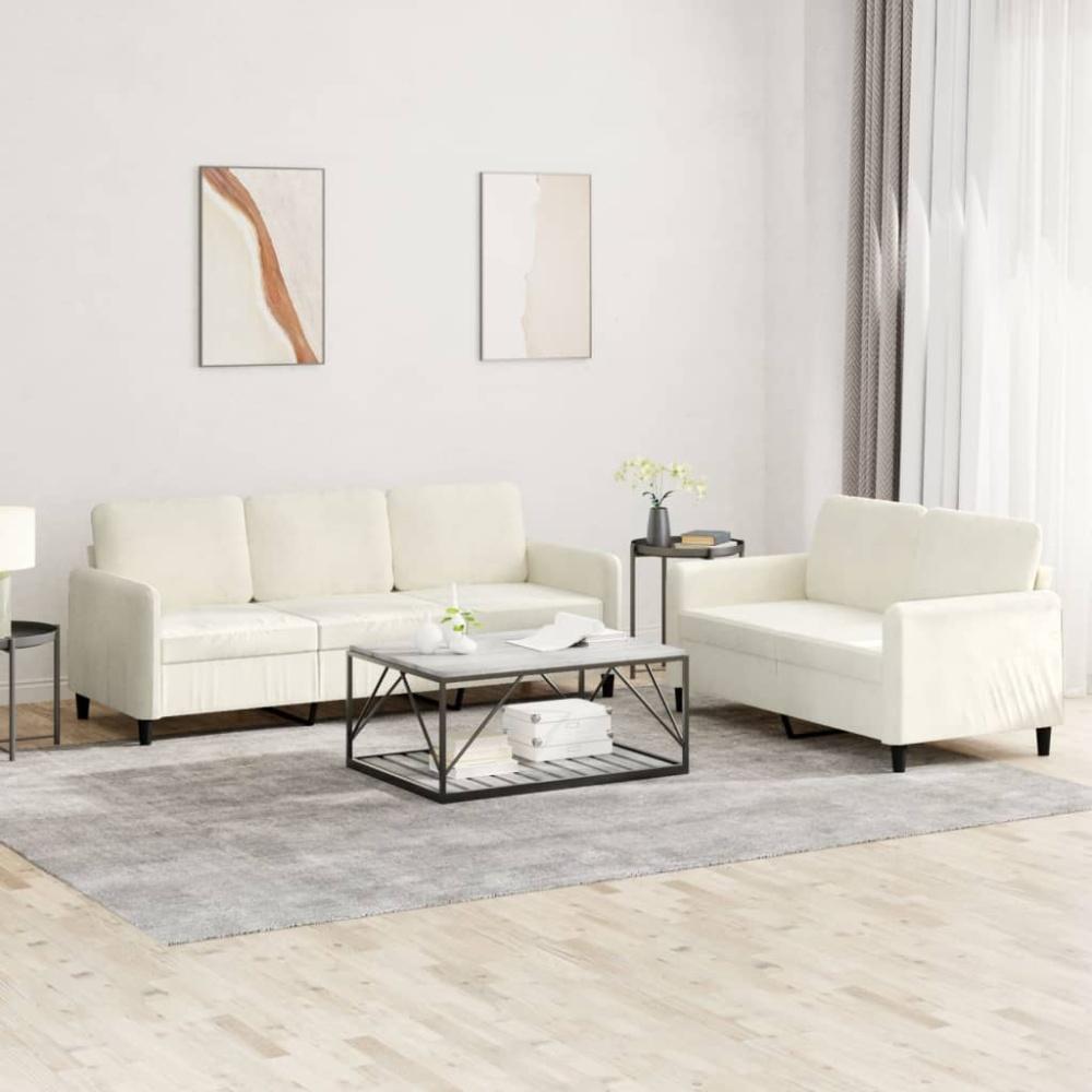 vidaXL 2-tlg. Sofagarnitur Creme Samt 3202022 Bild 1