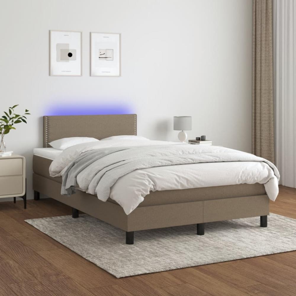 Boxspringbett mit Matratze & LED Stoff Taupe 120 x 200 cm, Härtegrad: H2 [3133065] Bild 1