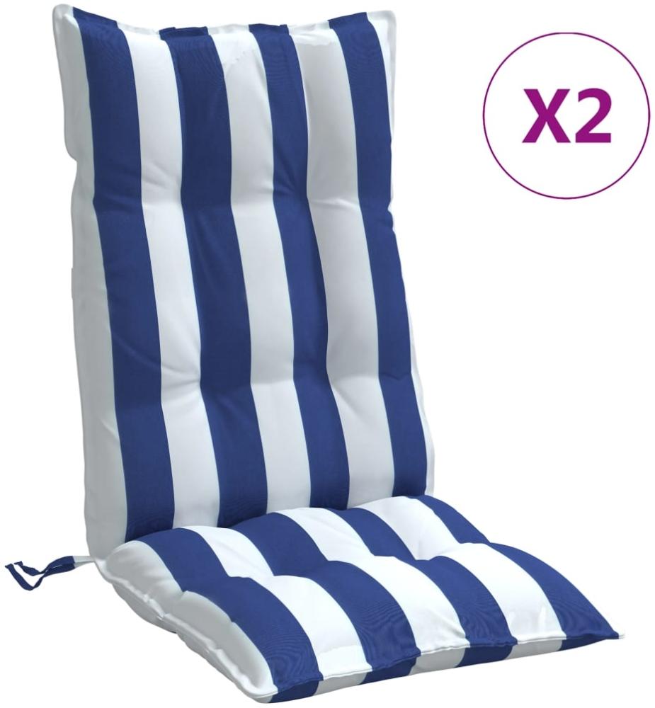 vidaXL Hochlehner-Auflagen 2 Stk. Blau & Weiß Gestreift Oxford-Gewebe 377647 Bild 1