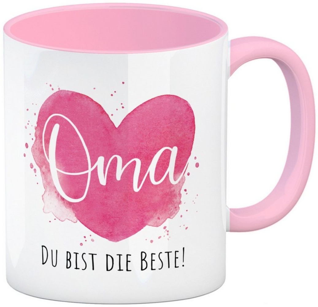 speecheese Tasse Beste Oma Kaffeebecher in rosa mit Spruch Oma Du bist die Beste Bild 1